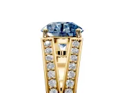 Split Shank Engagement Ring Setting for Fancy Blue Round Cut Center with Pave Split Shank and Prong Head in Yellow Gold