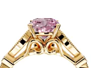 Solitaire Engagement Ring Setting for Fancy Pink Cushion Cut Center with Marquise and Bezel Accents and Prong Head in Yellow Gold