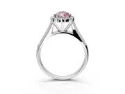 Halo Engagement Ring Setting for Fancy Pink Pear-Shaped Center with Square Band and Prong Head in Platinum