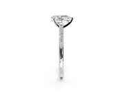 Solitaire Engagement Ring Setting for Pear-Shaped Center with Channel Accents and Prong Head in Platinum