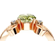 Solitaire Engagement Ring Setting for Fancy Yellow Oval Center with Twisted Band and Scroll Prong Head in Rose Gold