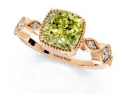 Vintage Station Engagement Ring Setting for Fancy Yellow Cushion Cut Center with Accents and Prong Head in Rose Gold