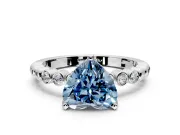 Solitaire Engagement Ring Setting for Fancy Blue Heart-Shaped Center with Bezel-Dot Beaded Band and Prong Head in Platinum