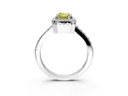 Halo Engagement Ring Setting for Fancy Yellow Radiant Cut Center with Inner Milgrain Border and Prong Head in Platinum