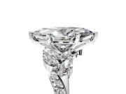 Solitaire Engagement Ring Setting for Marquise Center with Marquise Accent Twist Band and Prong Head in Sterling Silver