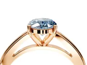 Solitaire Engagement Ring Setting for Fancy Blue Oval Center with Flat-Sided Plain Band and Prong Head in Rose Gold