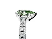 Solitaire Engagement Ring Setting for Fancy Green Pear-Shaped Center with Large Accents and Prong Head in Platinum