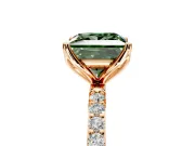 Solitaire Engagement Ring Setting for Fancy Green Princess Cut Center with Fine Pave Accents and Prong Head in Rose Gold