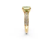 Solitaire Engagement Ring Setting for Fancy Yellow Asscher Cut Center with Multi-Row Pave Accents and Basket Head in Yellow Gold