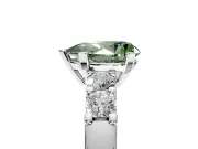 5 Stone Engagement Ring Setting for Fancy Green Pear-Shaped Center with Plain Band and Prong Head in Platinum
