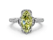 Floral Engagement Ring Setting for Fancy Yellow Marquise Center with Four Accent Clusters and Prong Head in Platinum