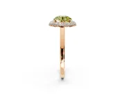 Halo Engagement Ring Setting for Fancy Yellow Round Cut Center with Plain Tapered Band and Prong Head in Rose Gold