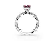 Solitaire Engagement Ring Setting for Fancy Pink Radiant Cut Center with Marquise Panel Band and Prong Head in Sterling Silver