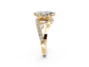 Solitaire Engagement Ring Setting for Marquise Center with Pave Bypass Twist Band and Prong Head in Yellow Gold