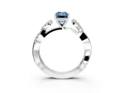 Floral Engagement Ring Setting for Fancy Blue Emerald Cut Center with Trailing Marquise Accents and Prong Head in Platinum