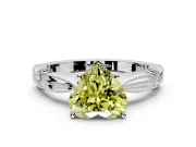 Solitaire Engagement Ring Setting for Fancy Yellow Heart-Shaped Center with Carved Leaf Shoulders and Prong Head in Platinum