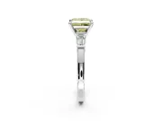 3 Stone Engagement Ring Setting for Fancy Yellow Princess Cut Center with Channel Baguette Accents and Prong Head in Platinum