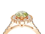 Milgrain Floral Halo Engagement Ring Setting for Fancy Yellow Marquise Center with Pave Band and Prong Head in Rose Gold