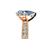 Solitaire Engagement Ring Setting for Fancy Blue Pear-Shaped Center with Milgrain-Edged Pave Band and Prong Head in Rose Gold