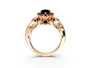 Milgrain Halo Engagement Ring Setting for Fancy Blue Marquise Center with Shoulder Bezels and Prong Head in Rose Gold