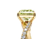 Crossover Engagement Ring Setting for Fancy Yellow Princess Cut Center with Pave and Plain Strands and Prong Head in Yellow Gold