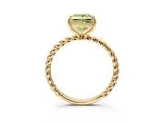 Solitaire Engagement Ring Setting for Fancy Yellow Princess Cut Center with Plain Twisted Rope Band and Prong Head in Yellow Gold