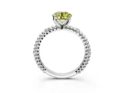 Rope Engagement Ring Setting for Fancy Yellow Round Cut Center with Accent Shoulders and Prong Head in Platinum