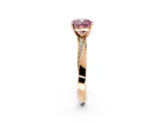 Side Accent Engagement Ring Setting for Fancy Pink Cushion Cut Center with Accent Shoulders and Prong Head in Rose Gold