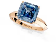 Solitaire Engagement Ring Setting for Fancy Blue Asscher Cut Center with Wide Knife Ridge Band and Prong Head in Rose Gold
