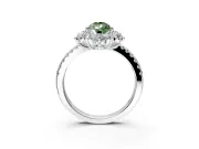 Floral Halo Engagement Ring Setting for Fancy Green Pear-Shaped Center with Pave Accents and Prong Head in Platinum
