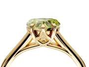 Solitaire Engagement Ring Setting for Fancy Yellow Heart-Shaped Center with Cathedral Band and Prong Head in Yellow Gold