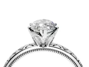 Solitaire Engagement Ring Setting for Marquise Center with XO Engraved Band and Prong Head in Sterling Silver
