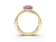 Solitaire Engagement Ring Setting for Fancy Pink Princess Cut Center with Wide-Open Split Shank and Prong Head in Yellow Gold