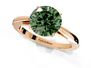 Solitaire Engagement Ring Setting for Fancy Green Round Cut Center with Open Cathedral Shoulders and Prong Head in Rose Gold