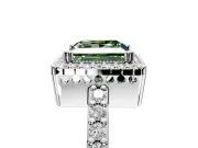 Halo Engagement Ring Setting for Fancy Green Princess Cut Center with Inner Milgrain Border and Prong Head in White Gold