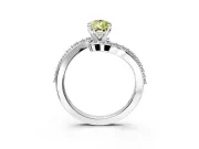 Solitaire Engagement Ring Setting for Fancy Yellow Pear-Shaped Center with Pave Bypass Swirl Band and Prong Head in White Gold