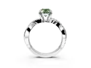Solitaire Engagement Ring Setting for Fancy Green Oval Center with Half-Pave Crossover Band and Prong Head in Platinum