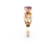 Solitaire Engagement Ring Setting for Fancy Pink Round Cut Center with Criss-Cross Accent Band and Prong Head in Rose Gold
