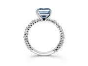 Rope Engagement Ring Setting for Fancy Blue Asscher Cut Center with Accent Shoulders and Prong Head in Platinum