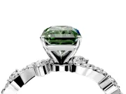 Solitaire Engagement Ring Setting for Fancy Green Radiant Cut Center with Bar-Station Pave Twist and Prong Head in Sterling Silver