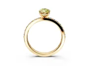 Solitaire Engagement Ring Setting for Fancy Yellow Pear-Shaped Center with Round Cut Pave Band and Prong Head in Yellow Gold