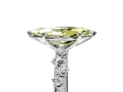 Cluster Engagement Ring Setting for Fancy Yellow Marquise Center with Round Cut Accent Band and Prong Head in Platinum