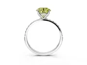 Solitaire Engagement Ring Setting for Fancy Yellow Round Cut Center with Fine Pave Accents and Prong Head in Sterling Silver