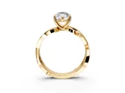 Solitaire Engagement Ring Setting for Marquise Center with Pave and Plain Crossover Band and Prong Head in Yellow Gold