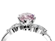 Solitaire Engagement Ring Setting for Fancy Pink Marquise Center with Marquise Accent Twist Band and Prong Head in White Gold