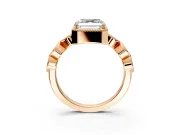 Vintage Station Engagement Ring Setting for Asscher Cut Center with Accents and Prong Head in Rose Gold