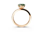 Solitaire Engagement Ring Setting for Fancy Green Heart-Shaped Center with Round Cut Pave Band and Prong Head in Rose Gold