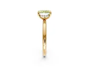 Hidden Halo Engagement Ring Setting for Fancy Yellow Radiant Cut Center with Thin Rounded Band and Prong Head in Yellow Gold