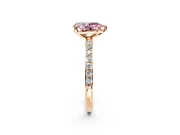 Solitaire Engagement Ring Setting for Fancy Pink Pear-Shaped Center with Pave Accents and Prong Head in Rose Gold