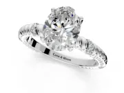 Rope Engagement Ring Setting for Oval Center with Accent Shoulders and Prong Head in Sterling Silver